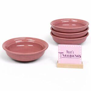 Nancy Calhoun DARK ROSE Japan Solid Color Smooth Stoneware Rim Soup Bowls Set 4